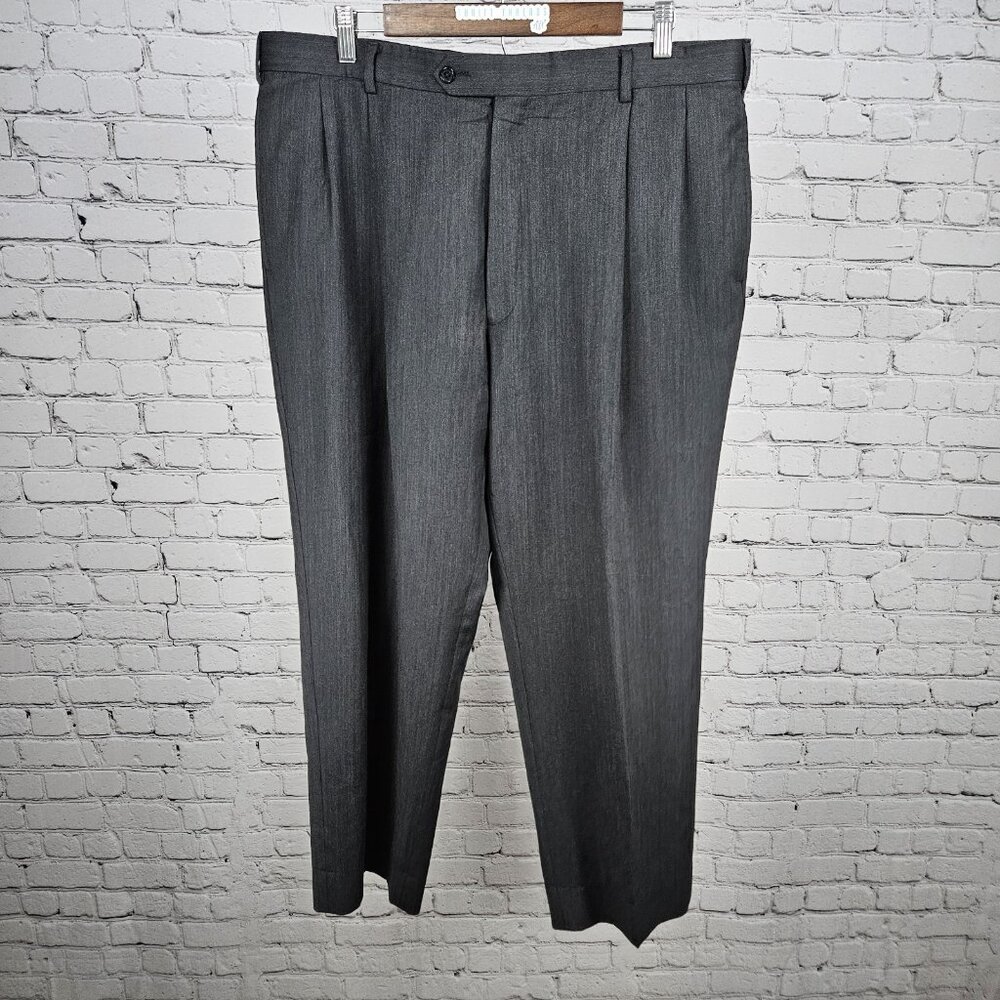 Jos A Bank Grey 100% Wool Flat Front Straight Leg Dress Pants 39R (39x28)